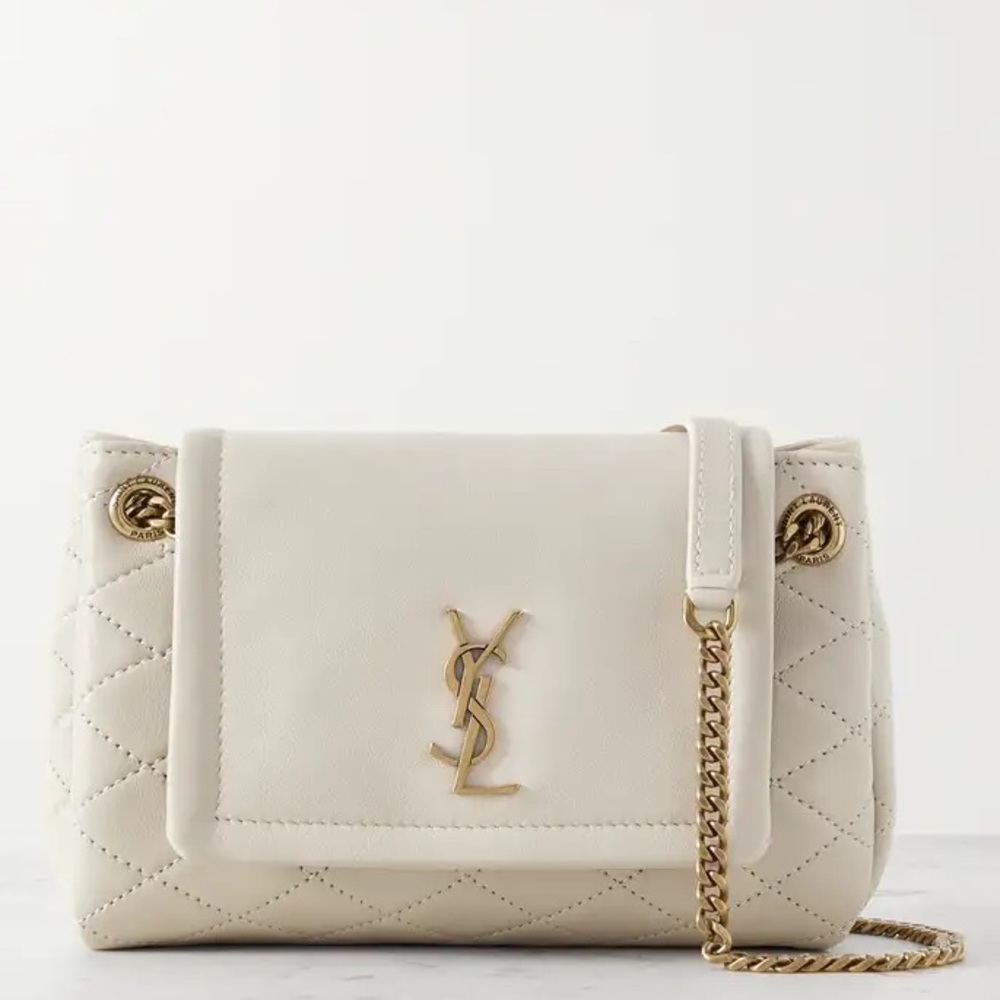 Like NEW! YSL SAINT LAURENT Nolita Mini Blanc Vintage Lambskin Shoulder Bag GABY - Picture 2 of 16